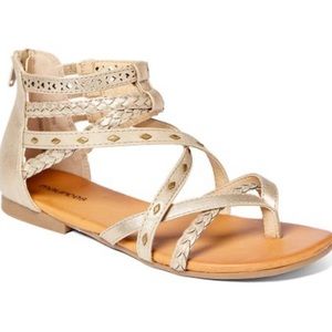 Women’s Maurice’s embellished and braided gladiator sandal (Gold size 10)